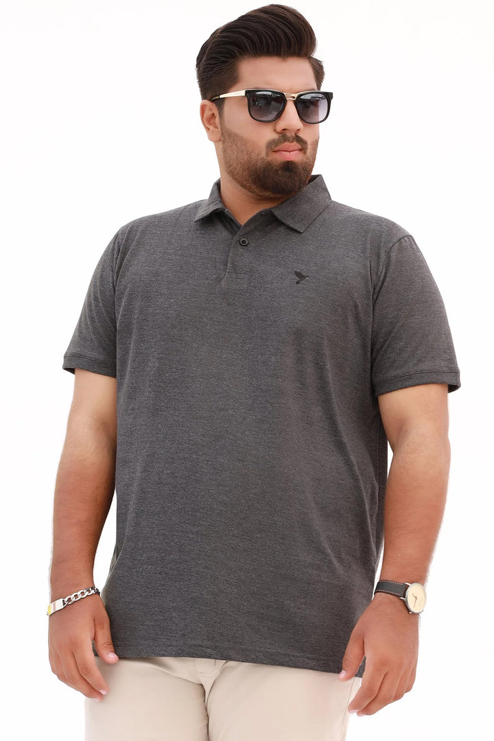 Pack of 3 Charcoal Gray Embroidered Polo Shirt (Plus Size) - S25 - MP0799P