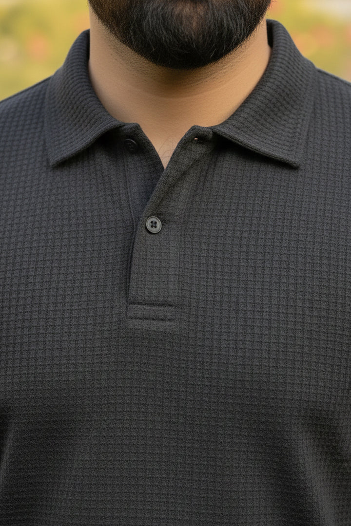 Green Slate Jacquard Texture Polo Shirt - S26 - MP0563