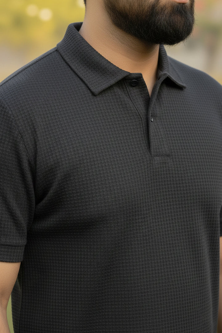 Green Slate Jacquard Texture Polo Shirt - S26 - MP0563