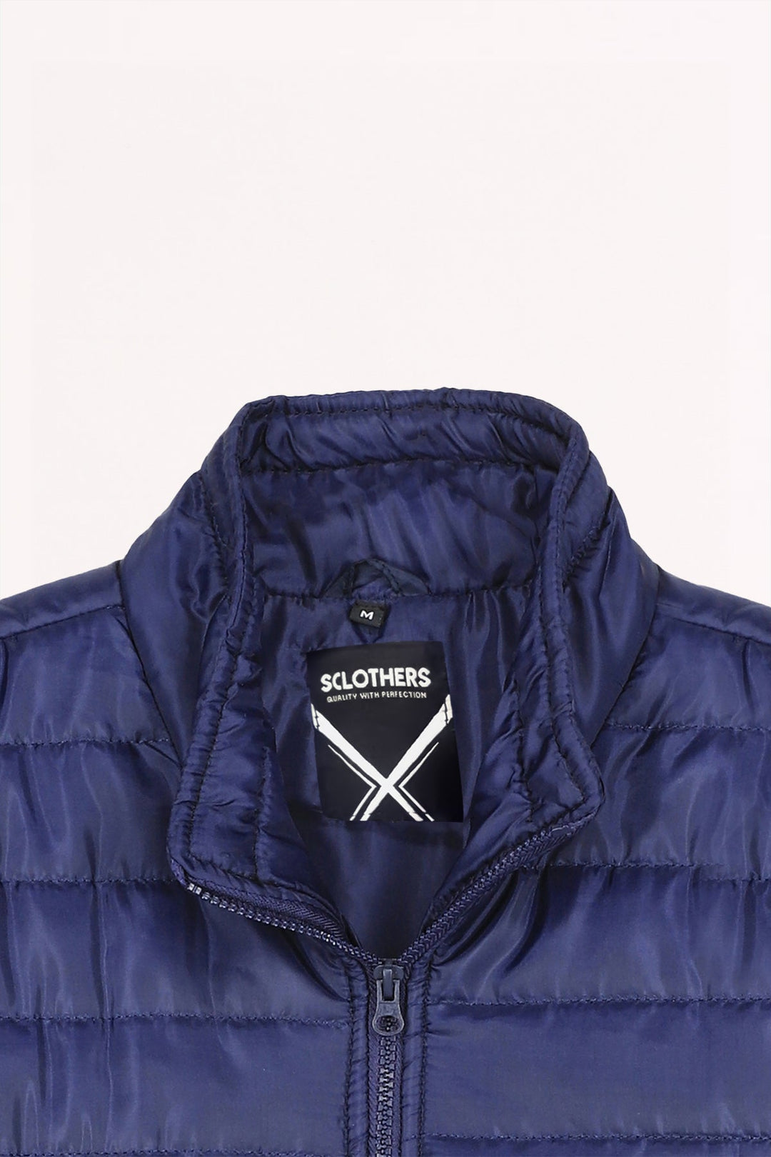 Blue Horizontal Quilt Puffer Jacket - W22 - MJ0006R