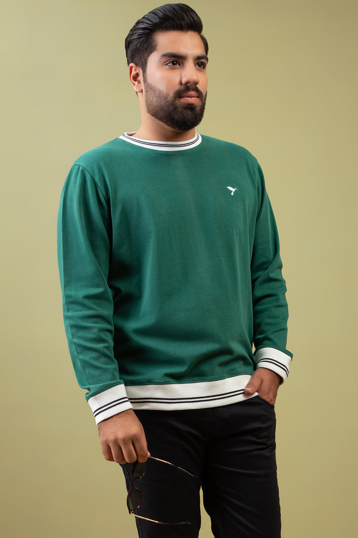 Caribbean Green Yarn Dyed Rib Sweatshirt (Plus Size) - W23 - MSW076P