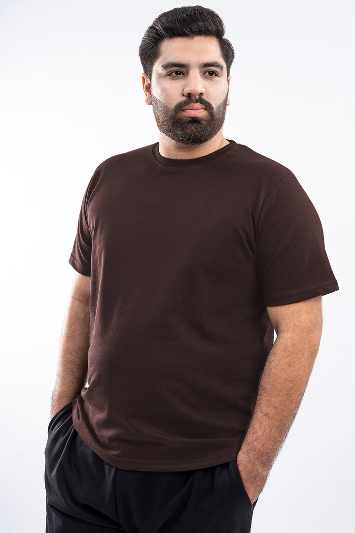 Basic Brown Crew Neck T-Shirt (Plus size) - S26 - MT0509P