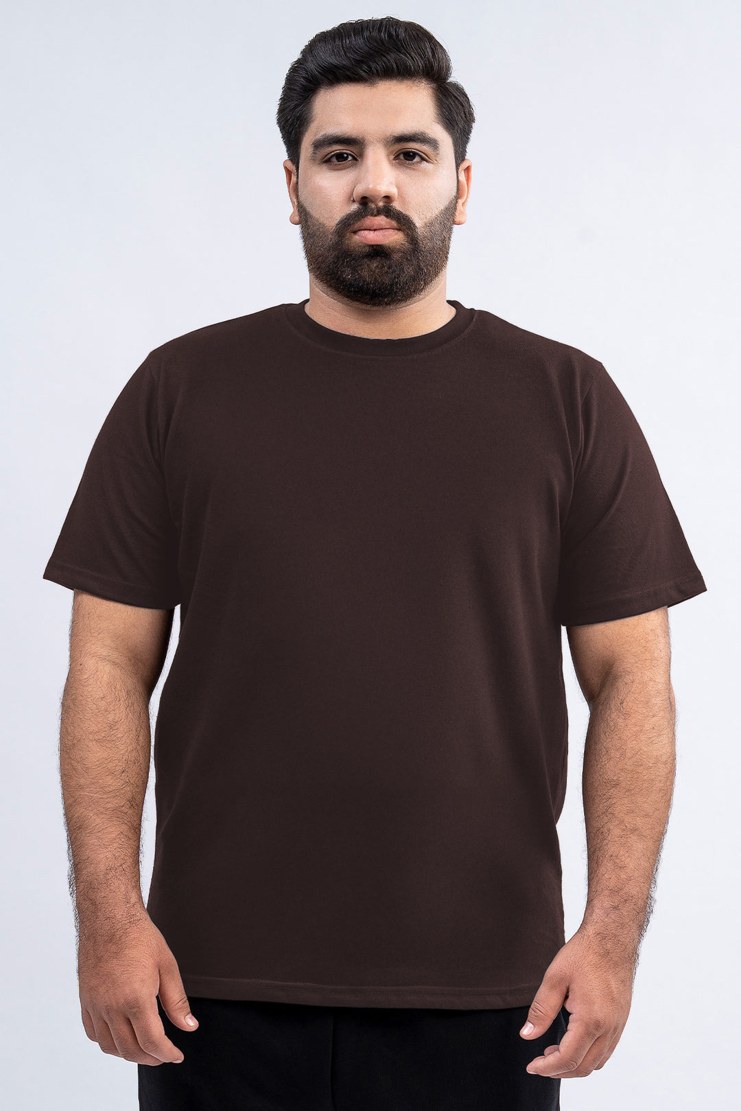 Basic Brown Crew Neck T-Shirt (Plus size) - S26 - MT0509P