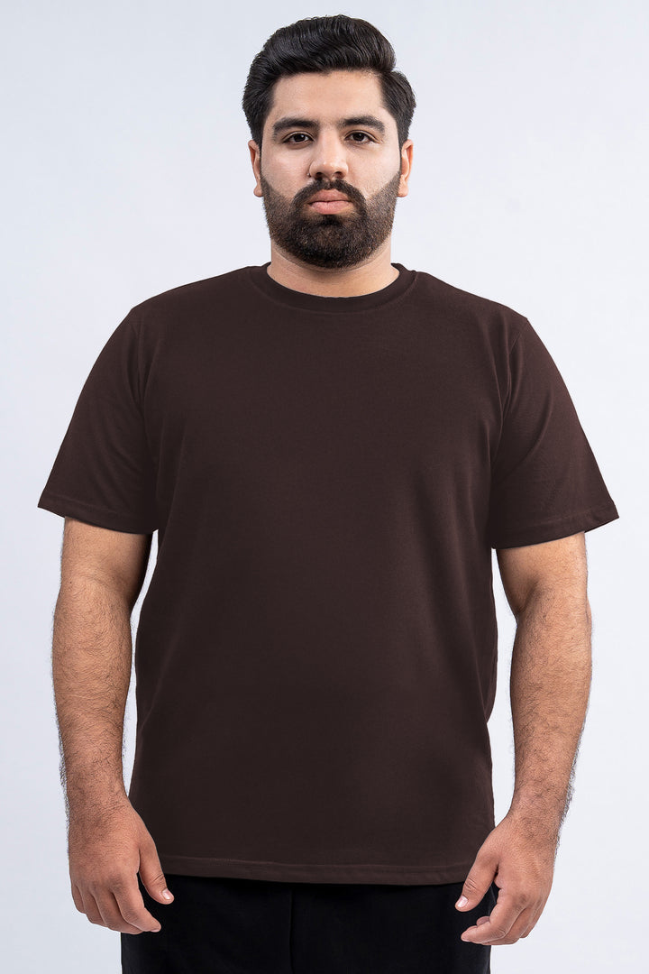 Basic Brown Crew Neck T-Shirt (Plus size) - S26 - MT0509P