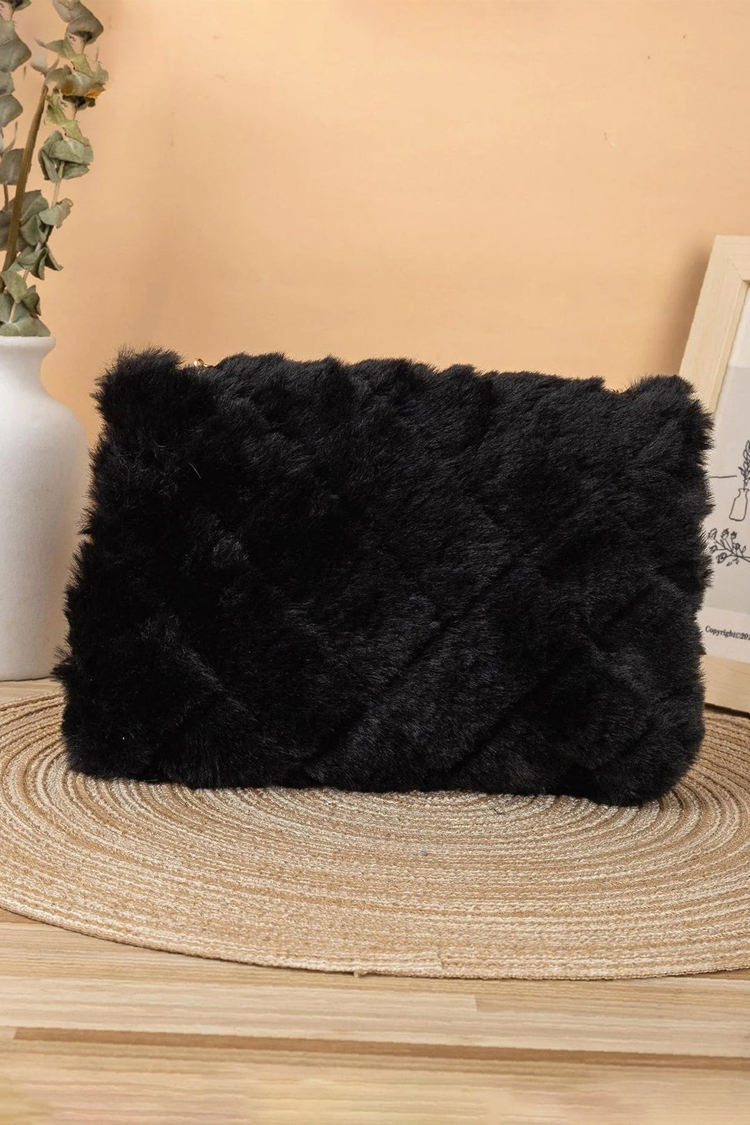 Black Fluffy Flux Bag - A23 - WHB0062