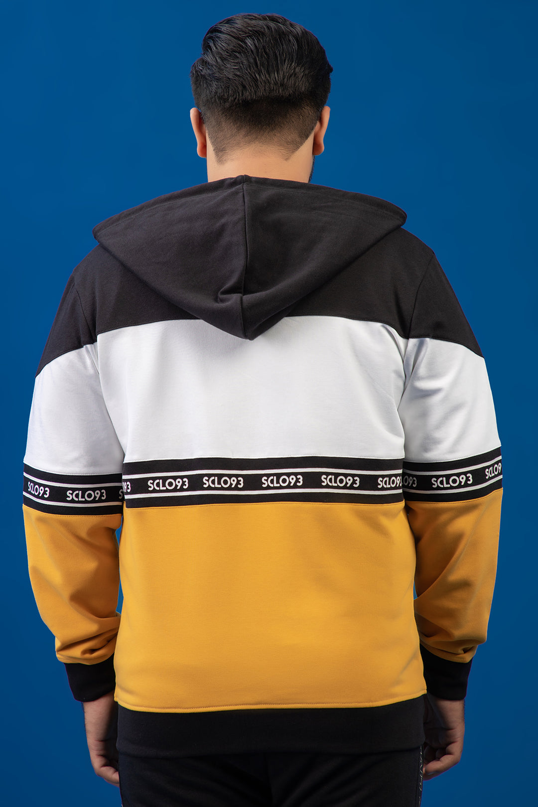Black & Yellow Sclo93 Graphic Zipper Hoodie (Plus Size) - W23 - MH0062P