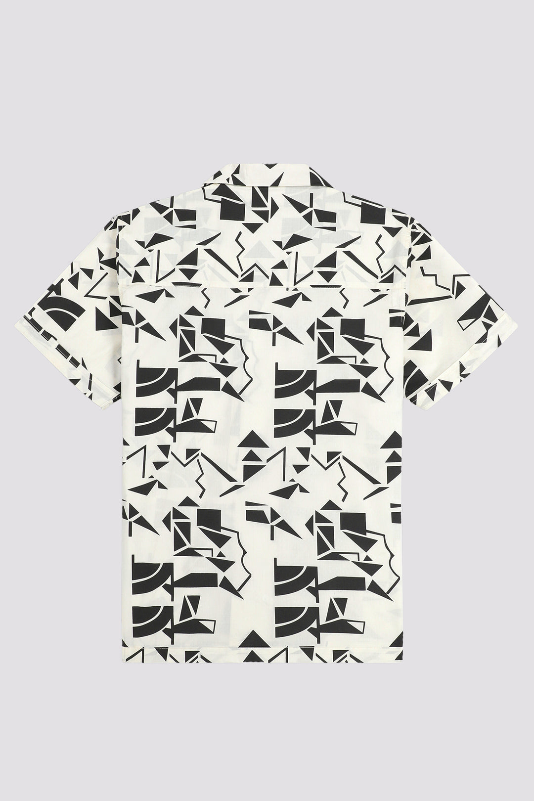 White Monochromatic Printed Resort Collar Shirt - A24 - MS0080R