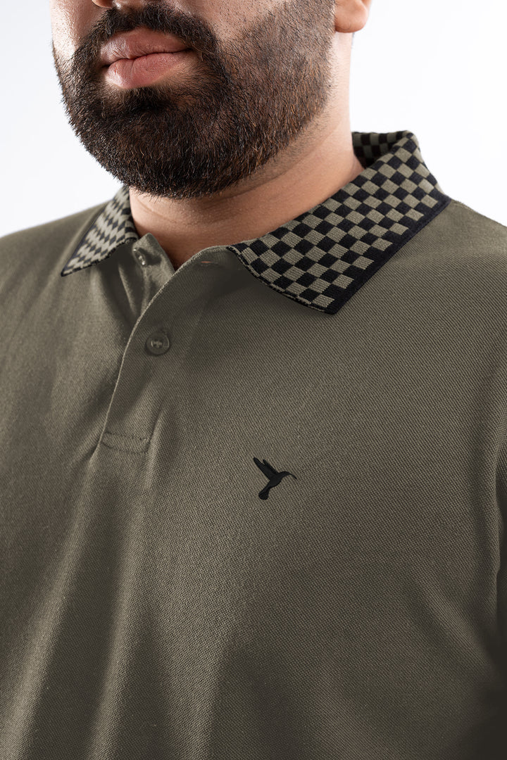 Olive & Black Jacquard Polo Shirt - S26 - MP0565