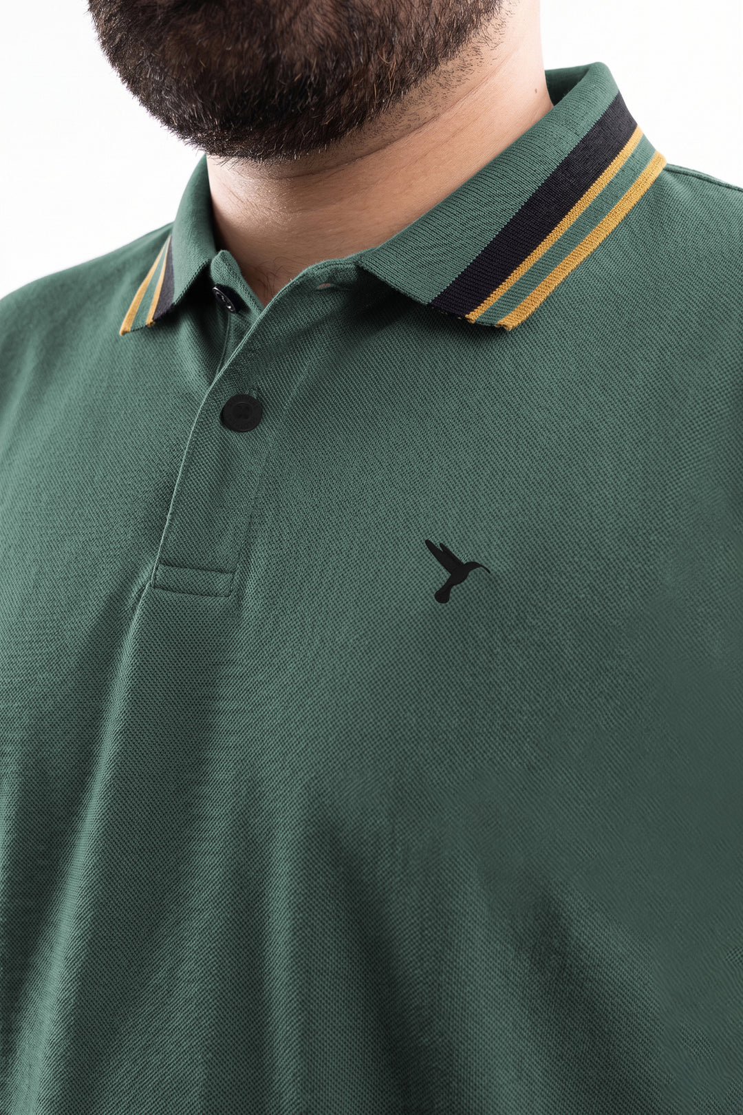 Jade Green Tipping Collar Polo Shirt (Plus Size) - S26 -MP0569P