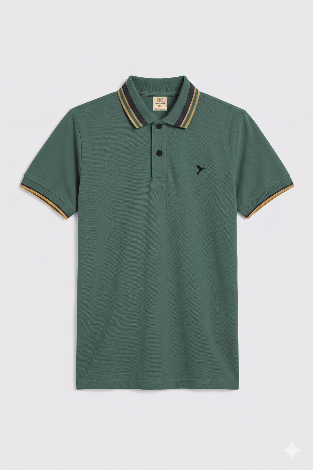 Jade Green Tipping Collar Polo Shirt (Plus Size) - S26 -MP0569P