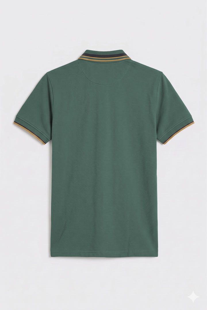 Jade Green Tipping Collar Polo Shirt (Plus Size) - S26 -MP0569P