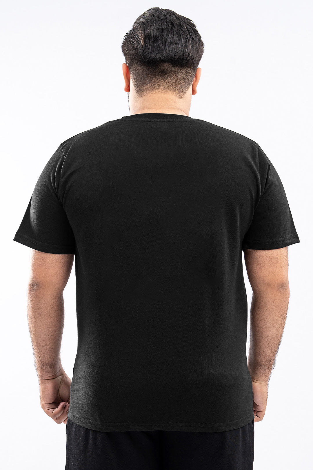Black Crew Neck Jersey T-Shirt - (Plus size) - S26 - MT0533P