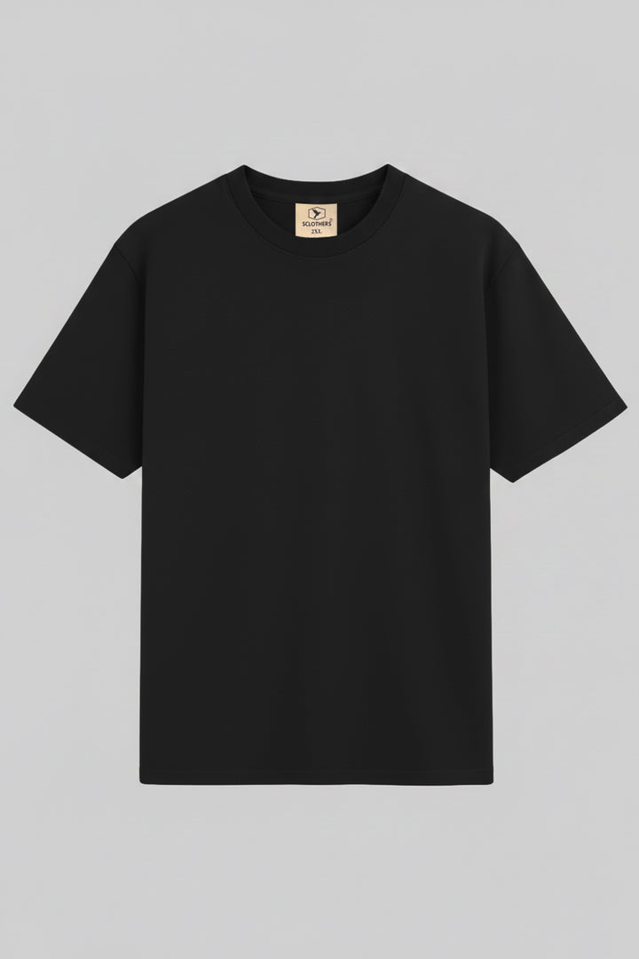Black Crew Neck Jersey T-Shirt - (Plus size) - S26 - MT0533P