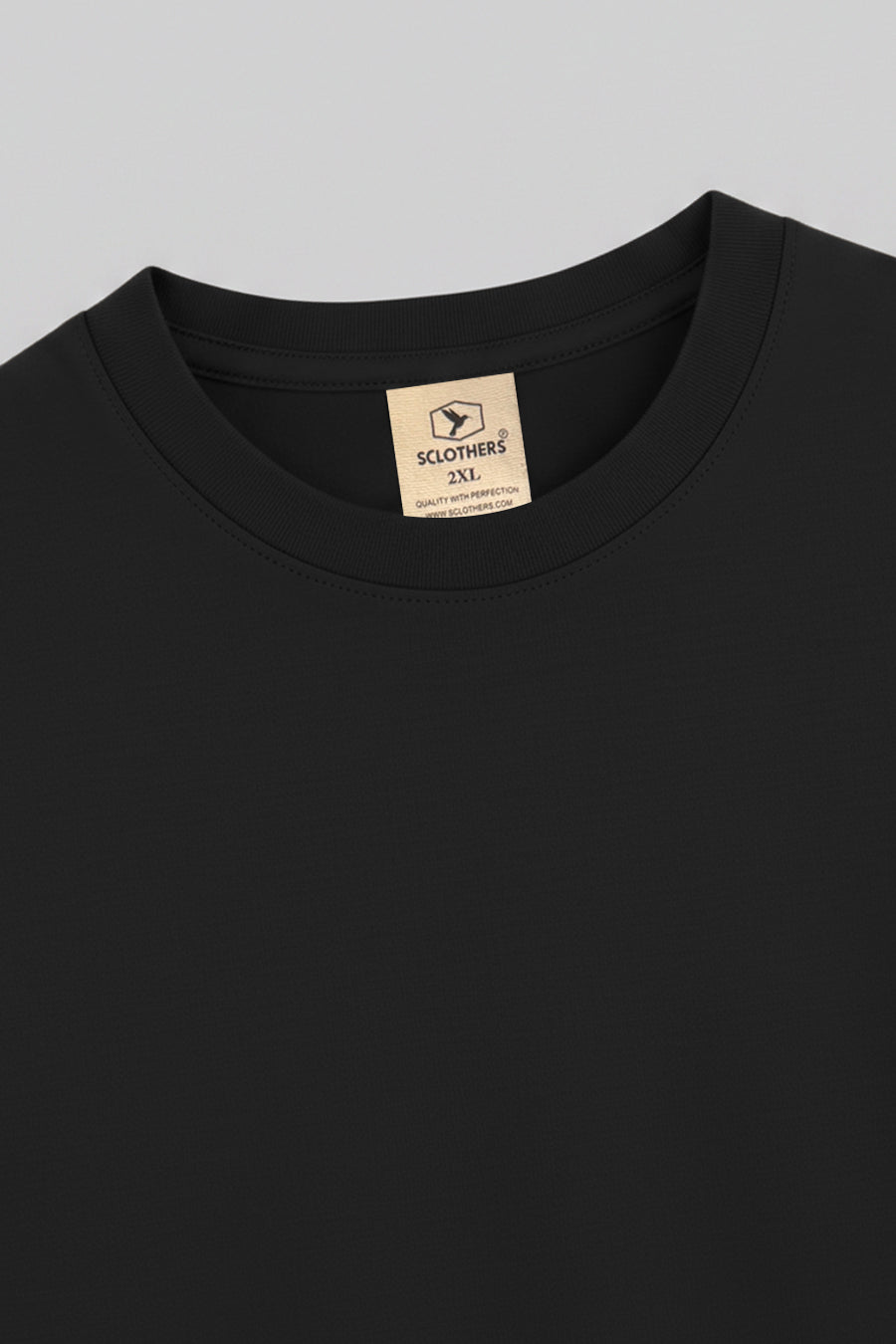 Black Crew Neck Jersey T-Shirt - (Plus size) - S26 - MT0533P