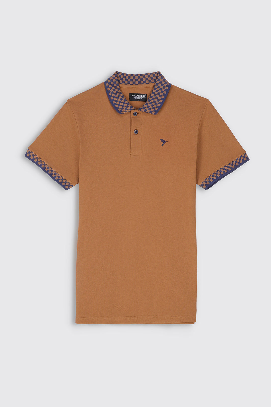 Tobacco Brown Jacquard Collar Polo Shirt (Plus Size) - S23 - MP0218P