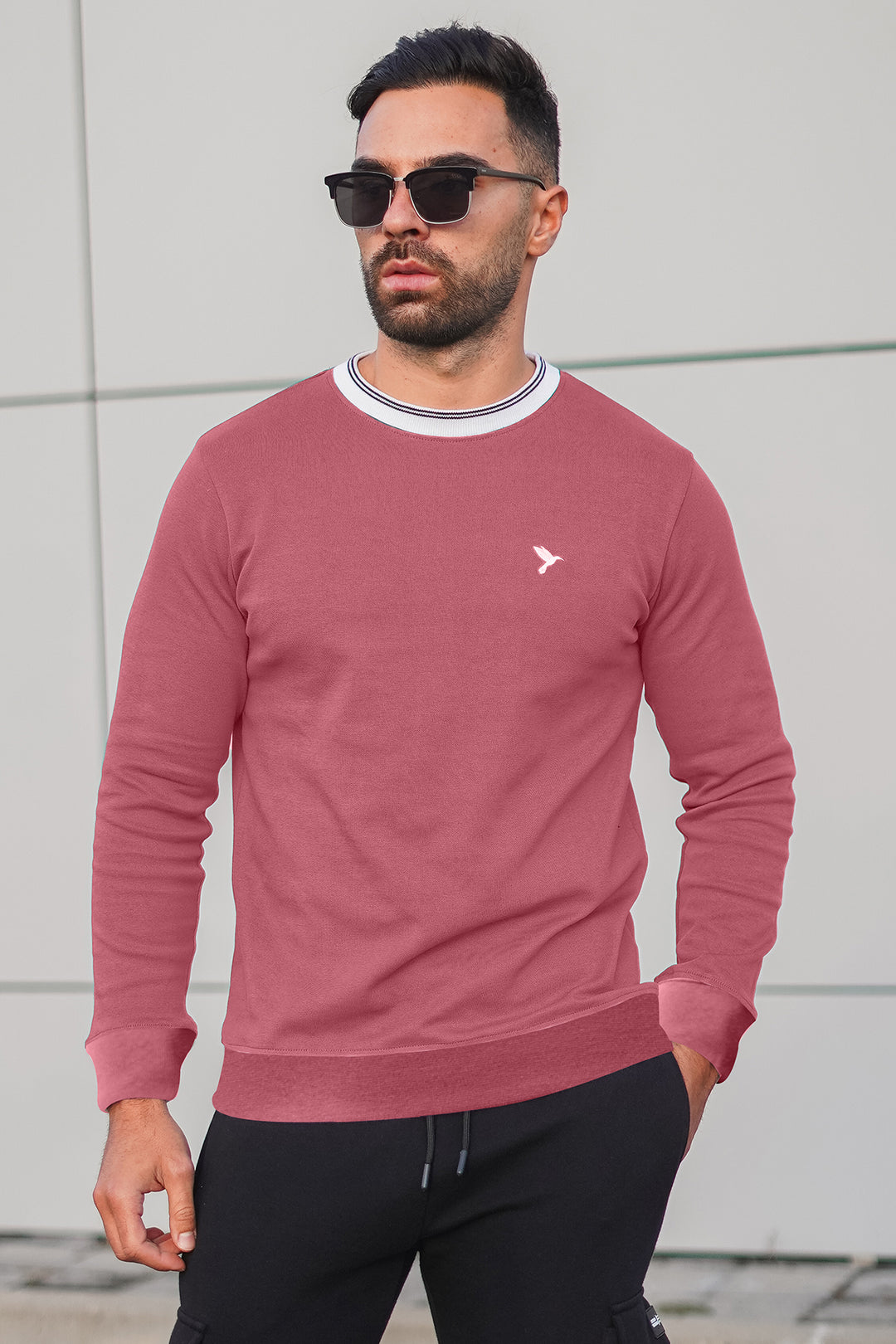 Dusty Rose Embroidered Sweatshirt - W23 - MSW081R