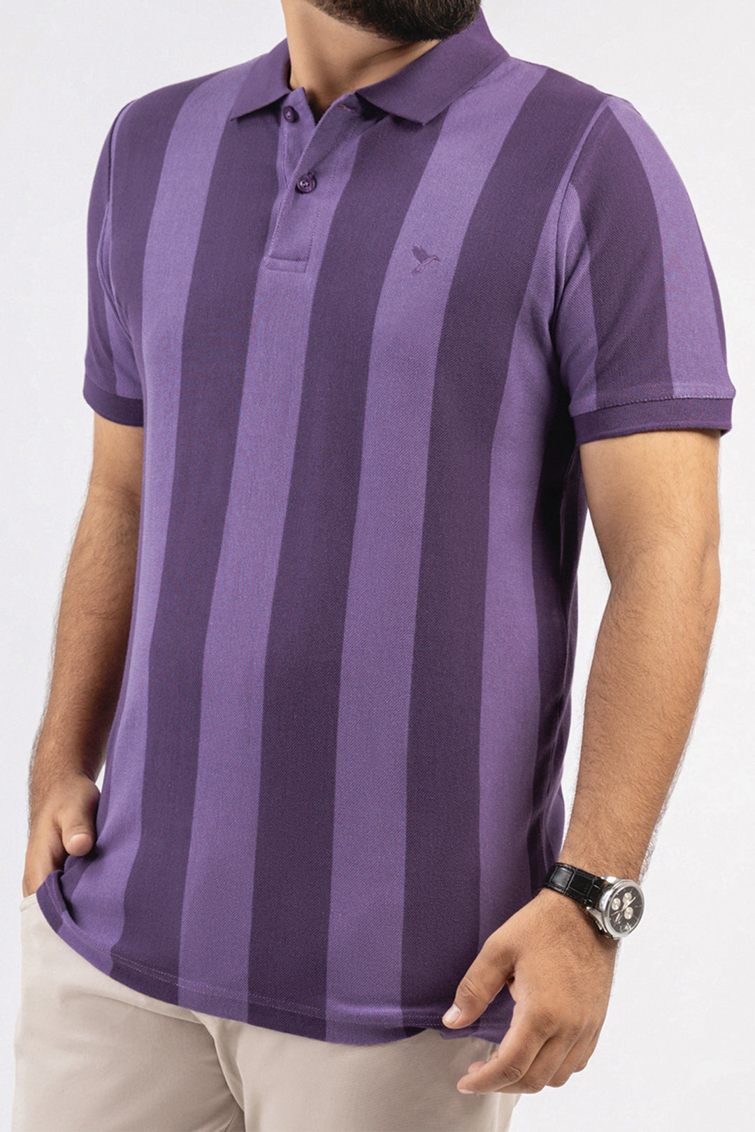 Purple Yarn Dyed Striper Polo Shirt - S23 - MP0234R
