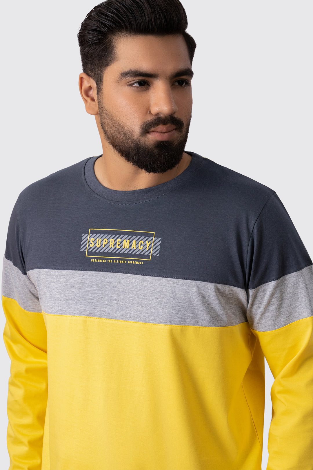 Supremacy Tri-Color Full Sleeve T-Shirt (Plus Size) - W23 - MT0300P