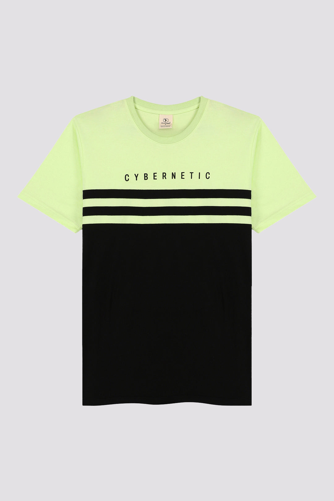 Cybernetic Lime Green & Black Graphic T-Shirt - A24 - MT0323R