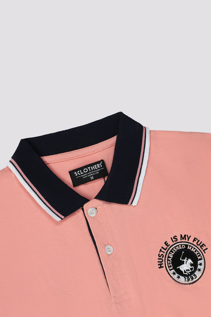 Light Orange Yarn Dyed Collar Polo Shirt (Plus Size) - S23 - MP0226P