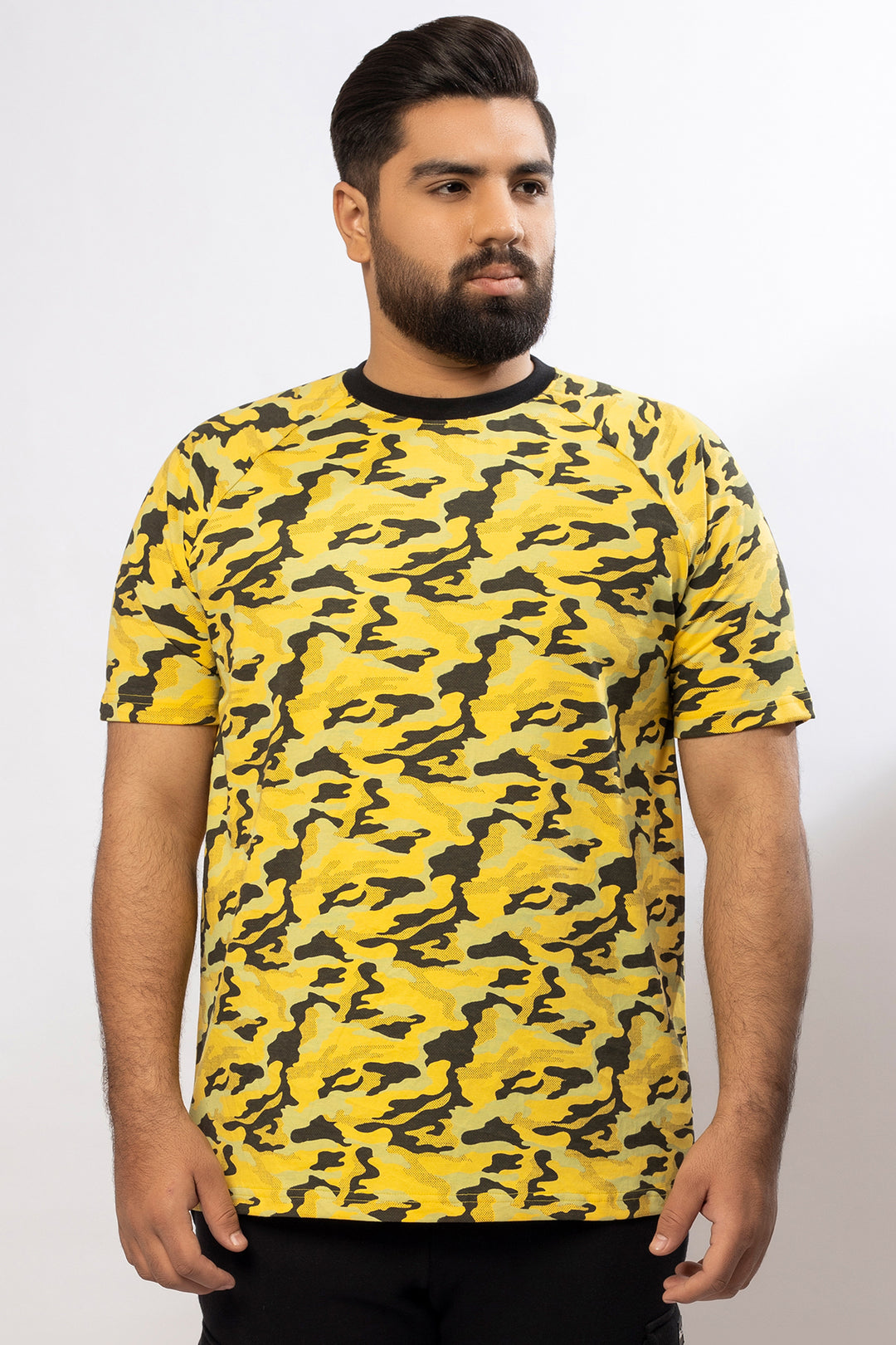 Yellow Camo Printed T-Shirt (Plus Size) - A24 - MT0325P