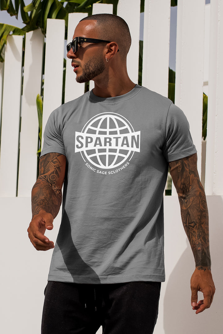 Basic Grey Spartan Graphic T-Shirt - S23 - MT0307R