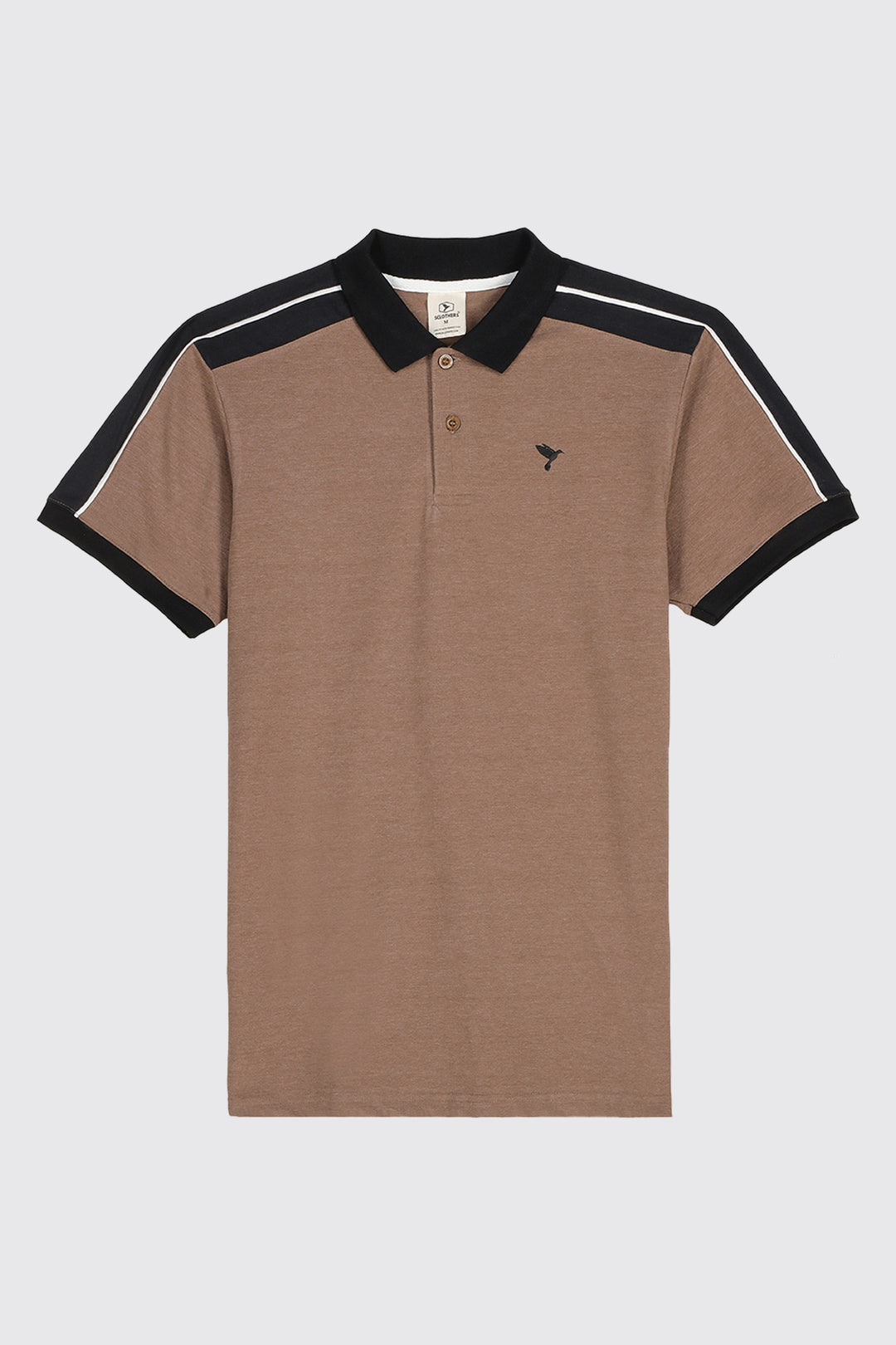 Brown Melange Embroidered Polo Shirt (Plus Size) - A23 - MP0179P