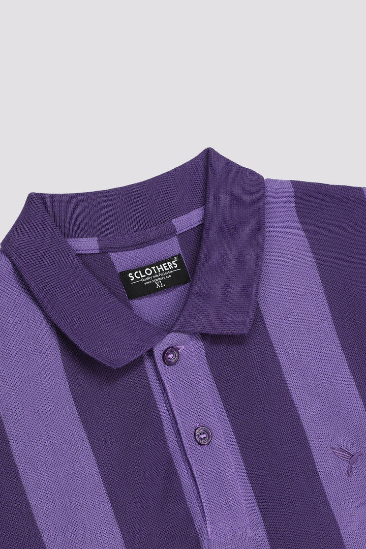 Purple Yarn Dyed Striper Polo Shirt (Plus Size) - S23 - MP0234P