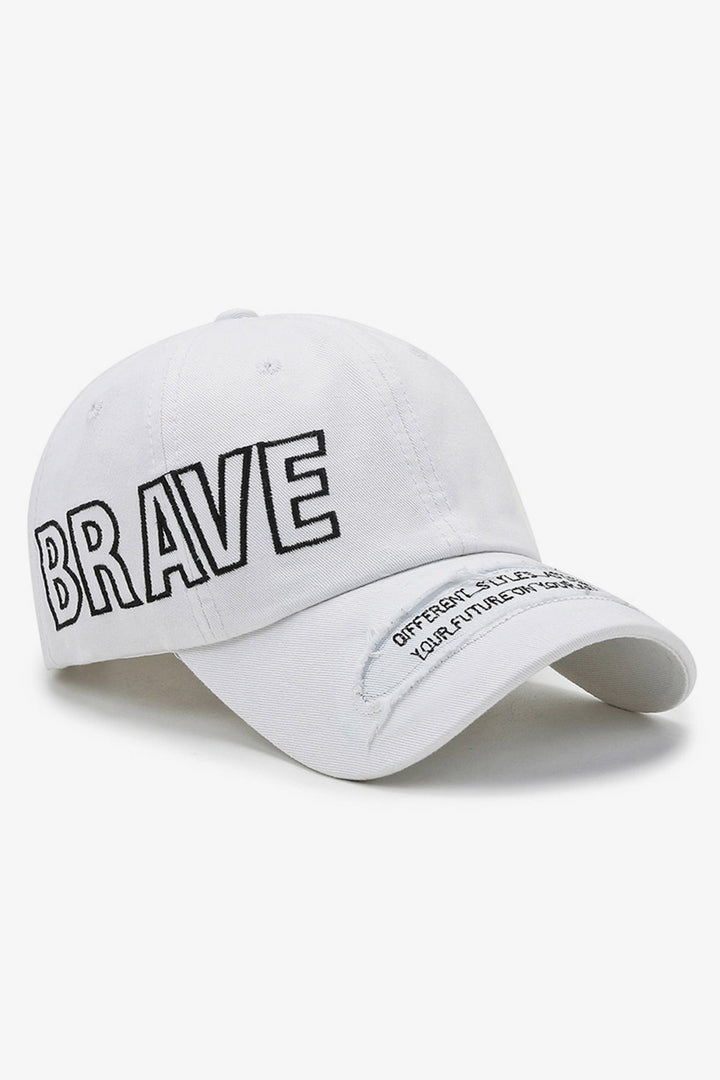 White "Brave" Embroidered Cap - S23 - MCP110R