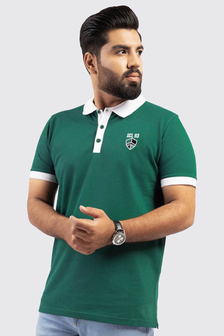 Pasture Green Contrast Collar Polo Shirt (Plus Size) - S23 - MP0221P
