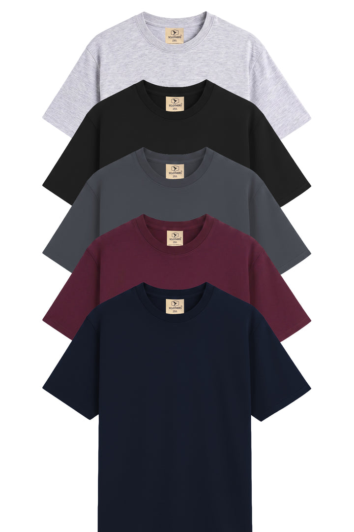 Pack of 5 Basic Crew Neck T-Shirts (Plus Size) - S26 - MT0850P