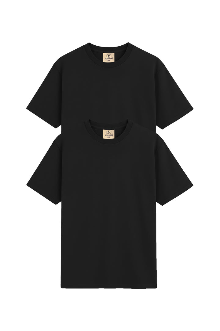 Pack of 2 Black Basic Crewneck T-Shirts (Plus Size) - S25 - MT0900P