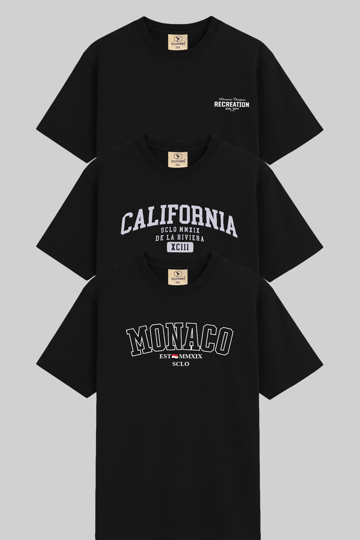 Pack of 3 Black Graphic T-Shirts (Plus Size) - S25 - MT0851P