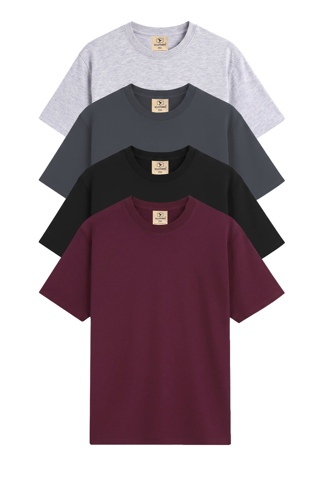 Pack of 4 Basic Crew Neck T-Shirts (Plus Size) - S26 - MT0901P