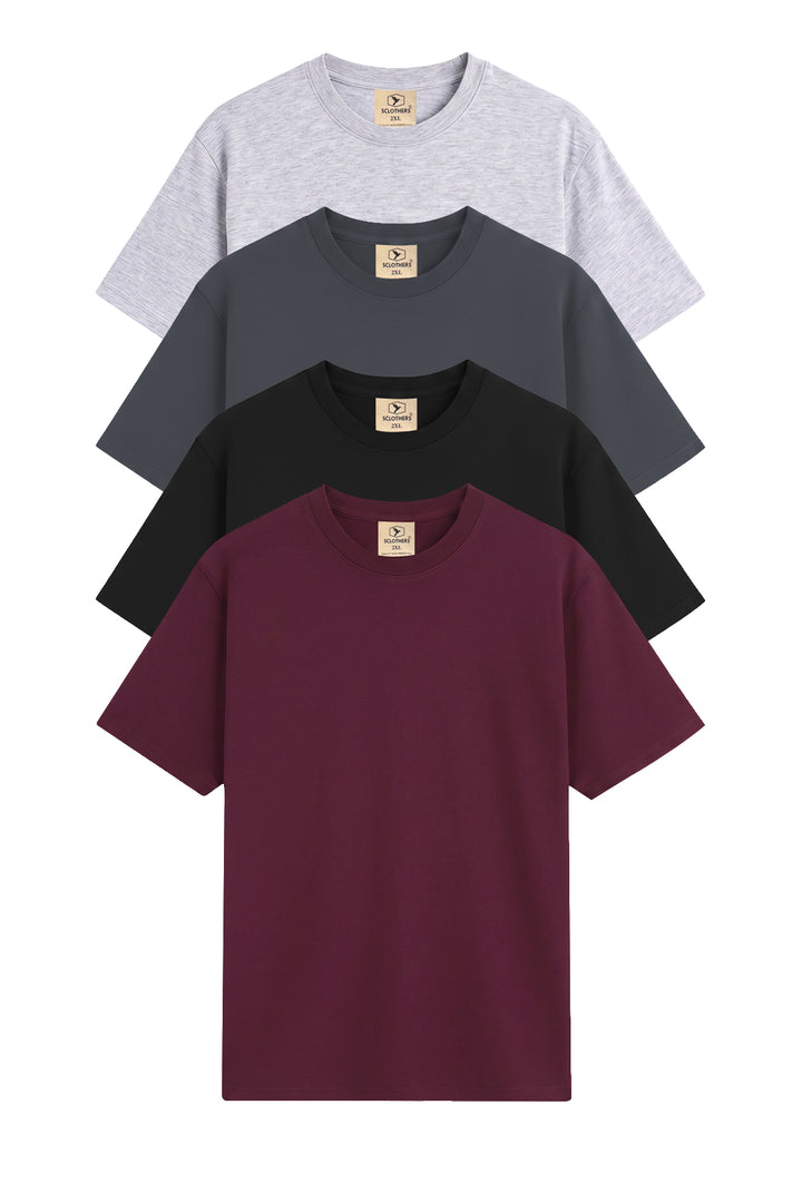 Pack of 4 Basic Crew Neck T-Shirts (Plus Size) - S26 - MT0901P