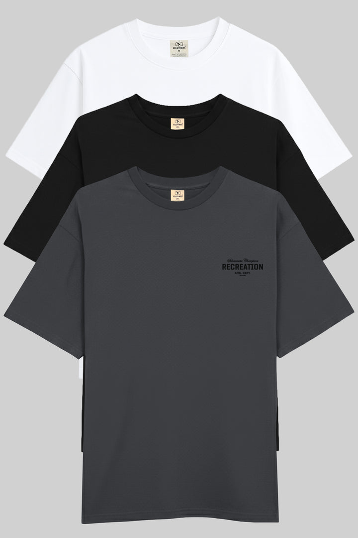 Pack of 3 Graphic Oversized T-Shirts (Plus Size) - S26 - MT0809P