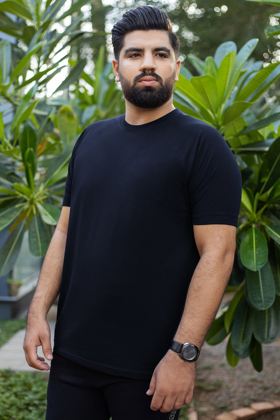 Navy Blue Crew Neck Jersey T-Shirt - (Plus size) - S26 - MT0532P