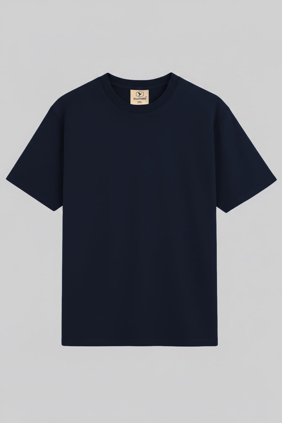 Navy Blue Crew Neck Jersey T-Shirt - (Plus size) - S26 - MT0532P