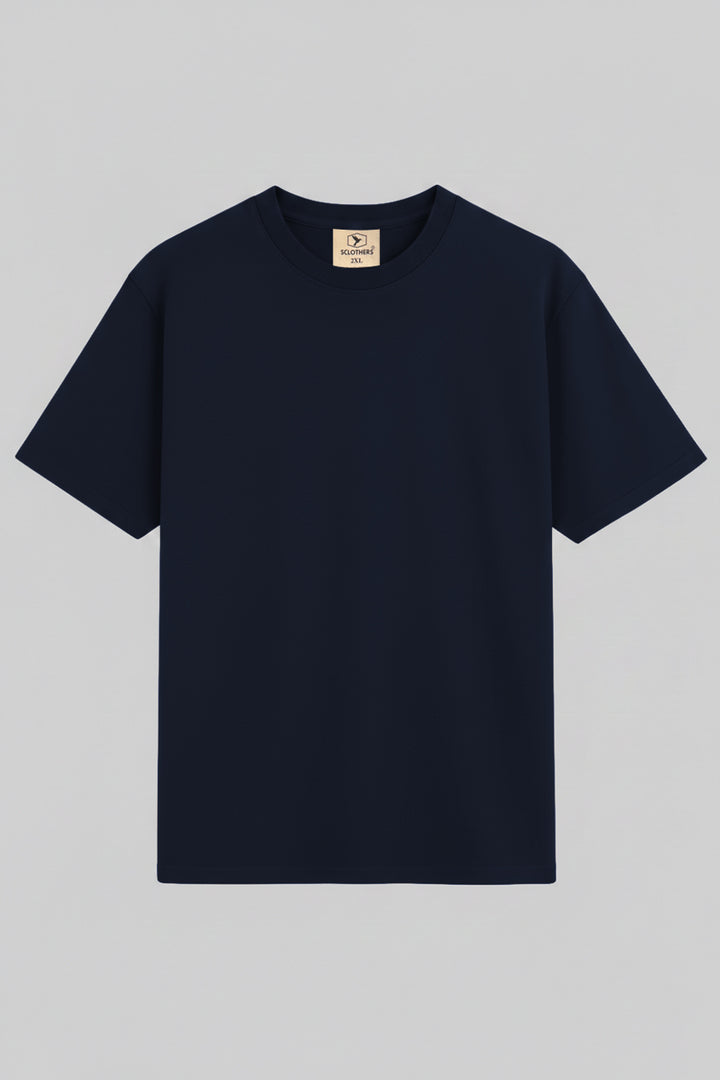 Navy Blue Crew Neck Jersey T-Shirt - (Plus size) - S26 - MT0532P