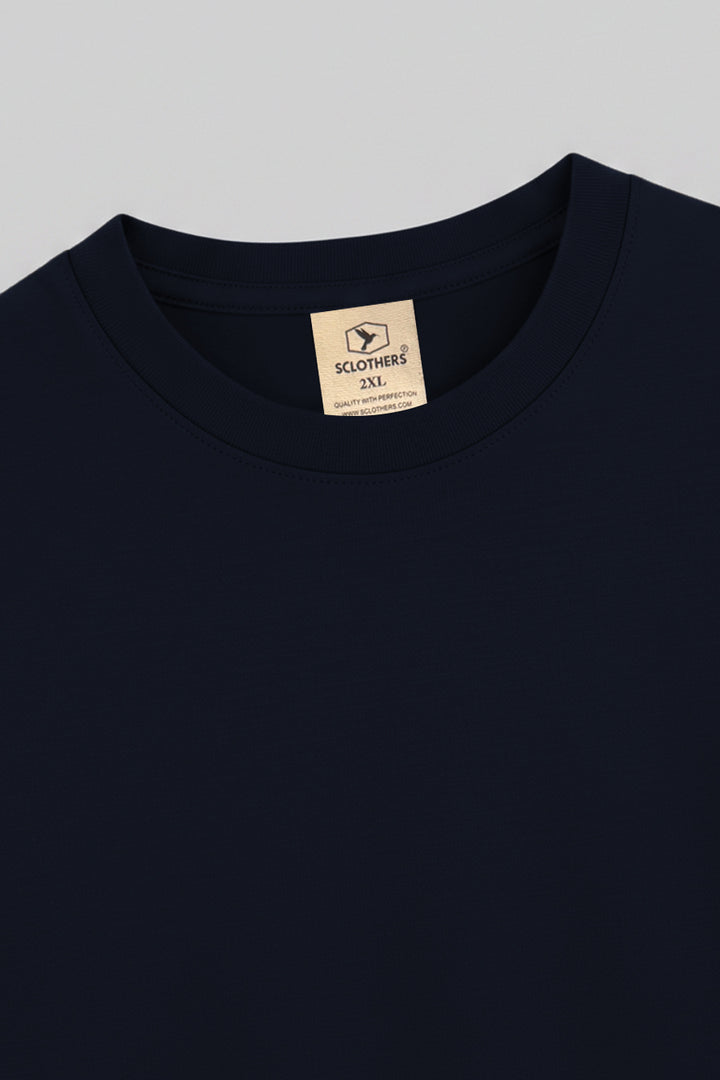 Navy Blue Crew Neck Jersey T-Shirt - (Plus size) - S26 - MT0532P
