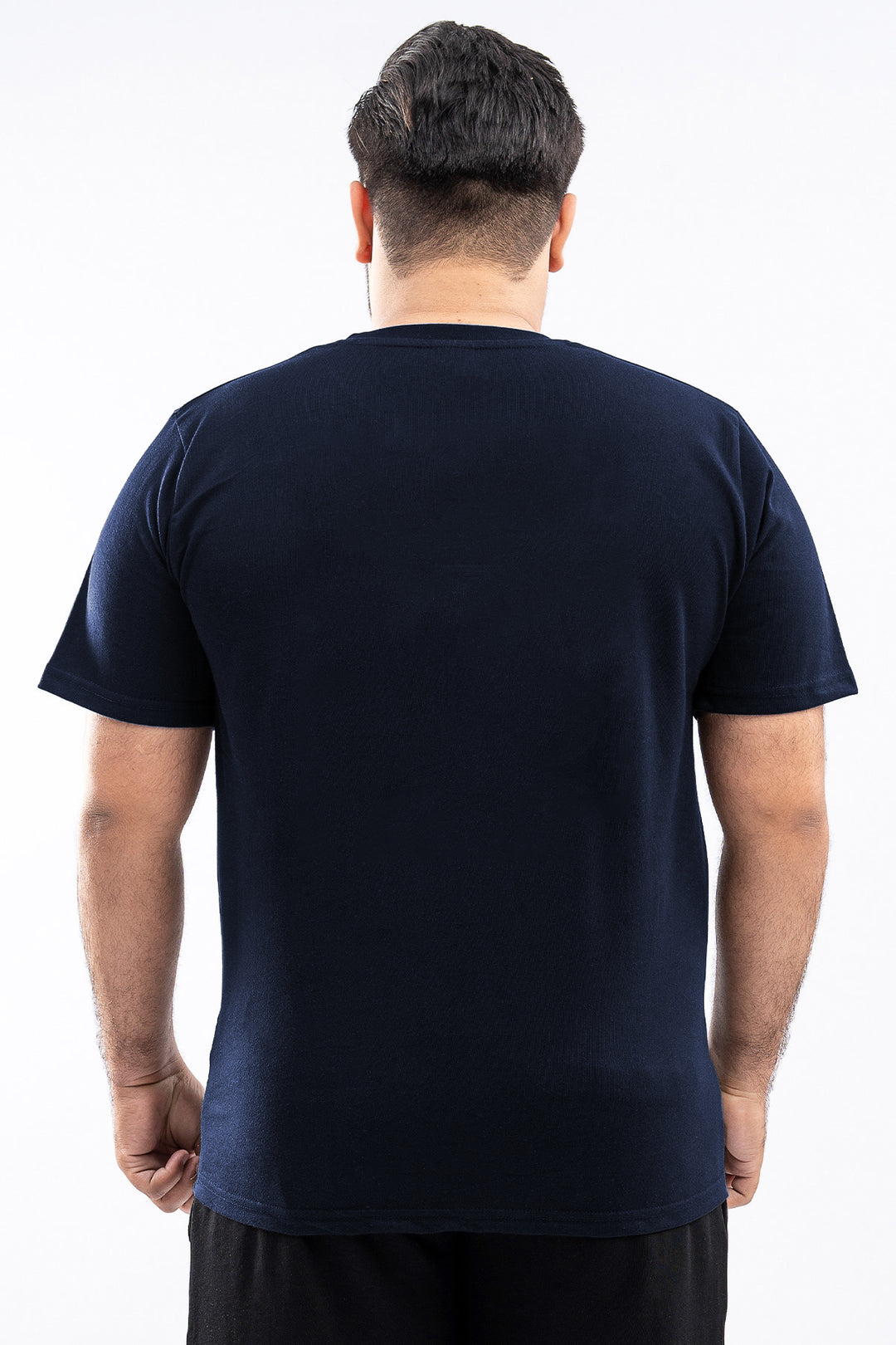 Navy Blue Crew Neck Jersey T-Shirt - (Plus size) - S26 - MT0532P