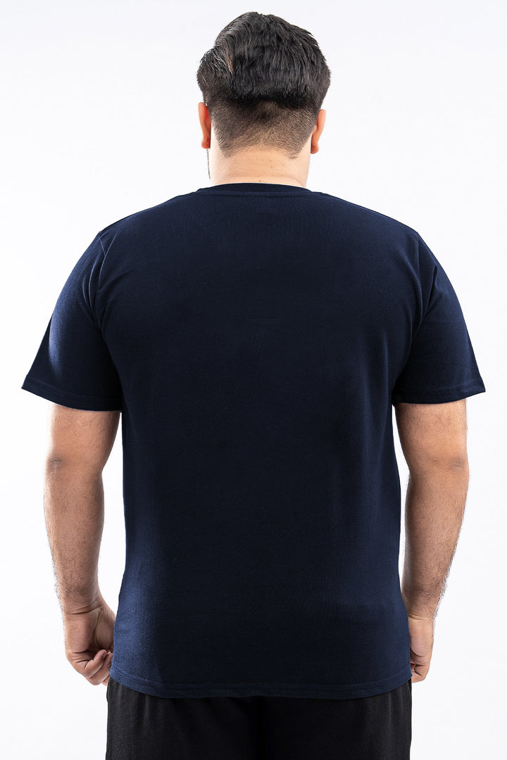 Navy Blue Crew Neck Jersey T-Shirt - (Plus size) - S26 - MT0532P
