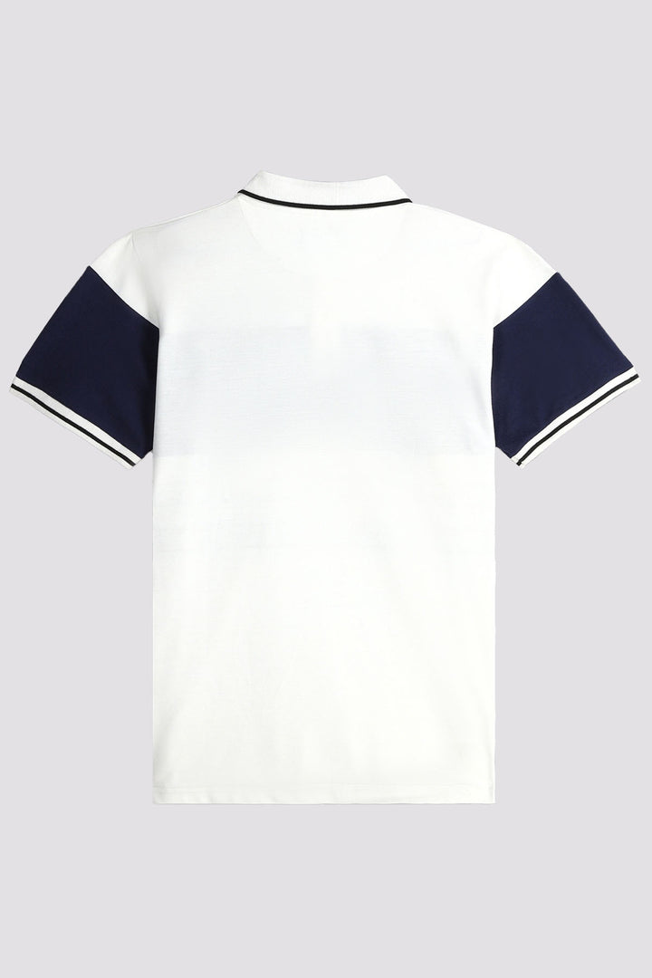 White Contrast Panelled Polo Shirt - A24 - MP0247R