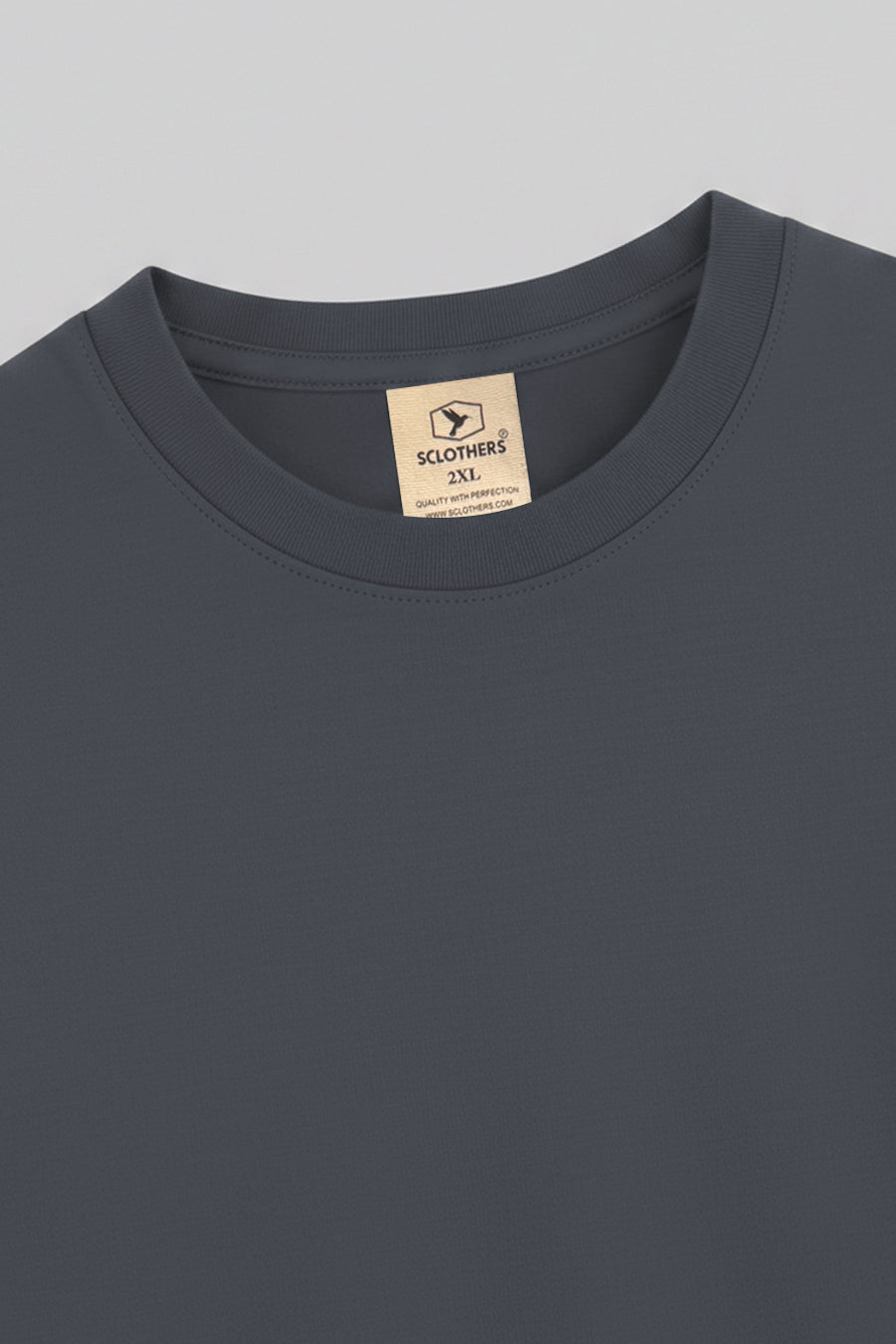 Dark Grey Crew Neck Jersey T-Shirt - (Plus size) - S26 - MT0531P