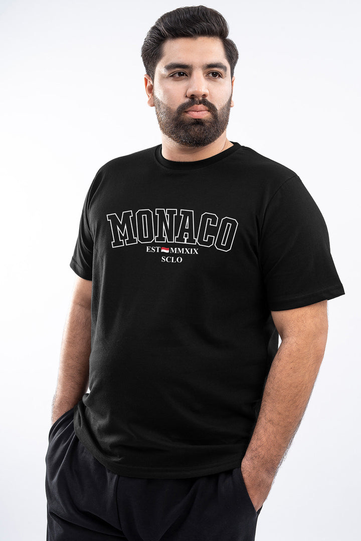 Black Monaco Graphic Printed T-Shirt - (Plus size) - S26 - MT0537P
