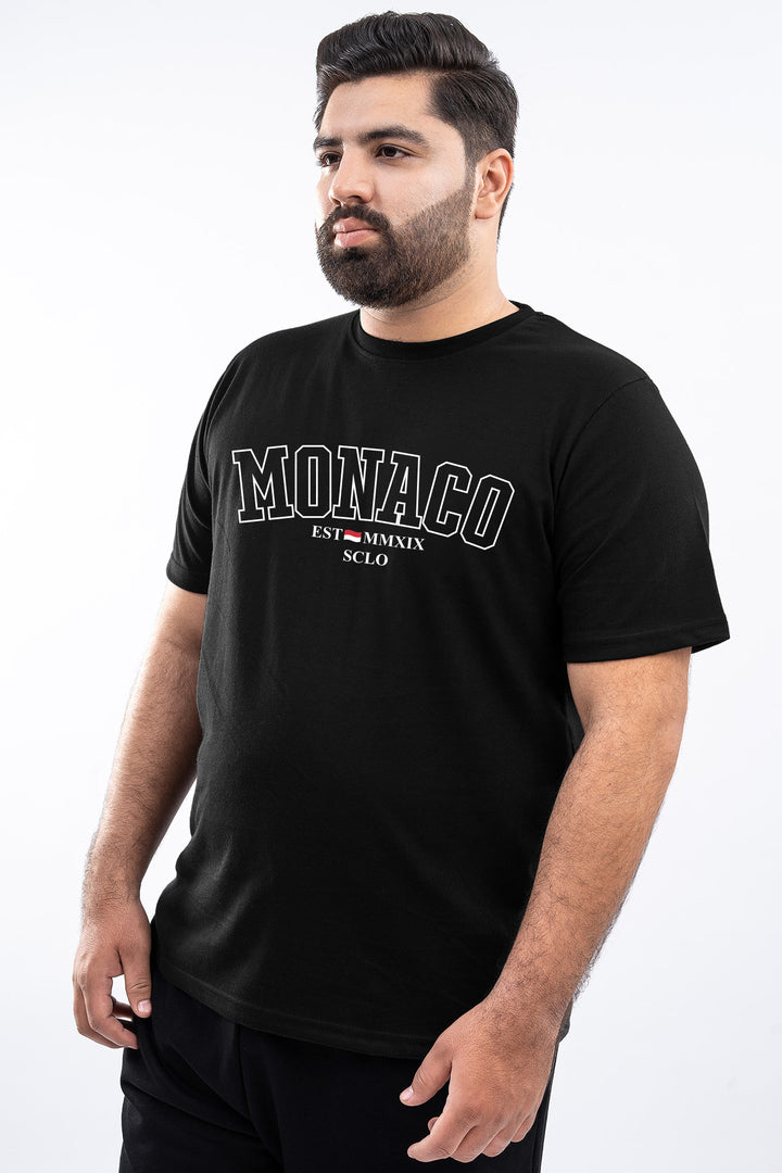 Black Monaco Graphic Printed T-Shirt - (Plus size) - S26 - MT0537P