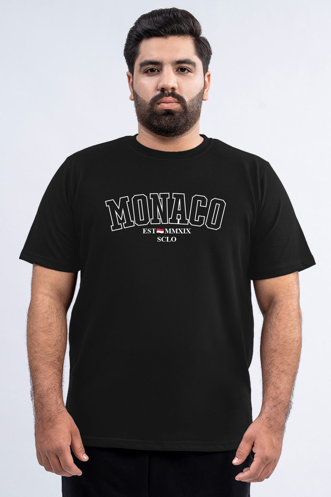 Black Monaco Graphic Printed T-Shirt - (Plus size) - S26 - MT0537P