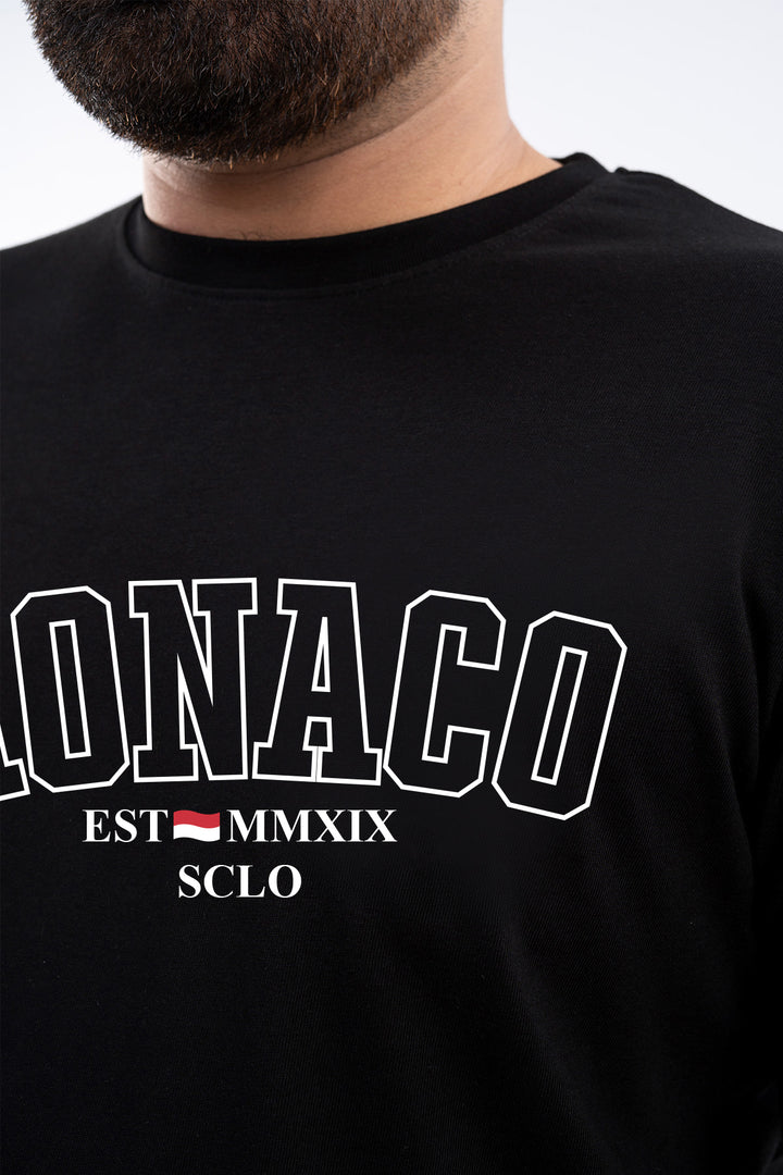 Black Monaco Graphic Printed T-Shirt - (Plus size) - S26 - MT0537P