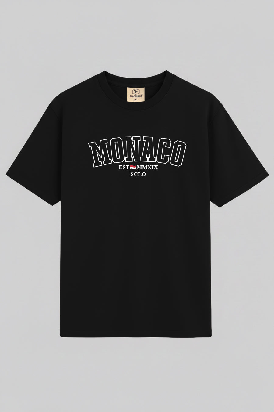 Black Monaco Graphic Printed T-Shirt - (Plus size) - S26 - MT0537P