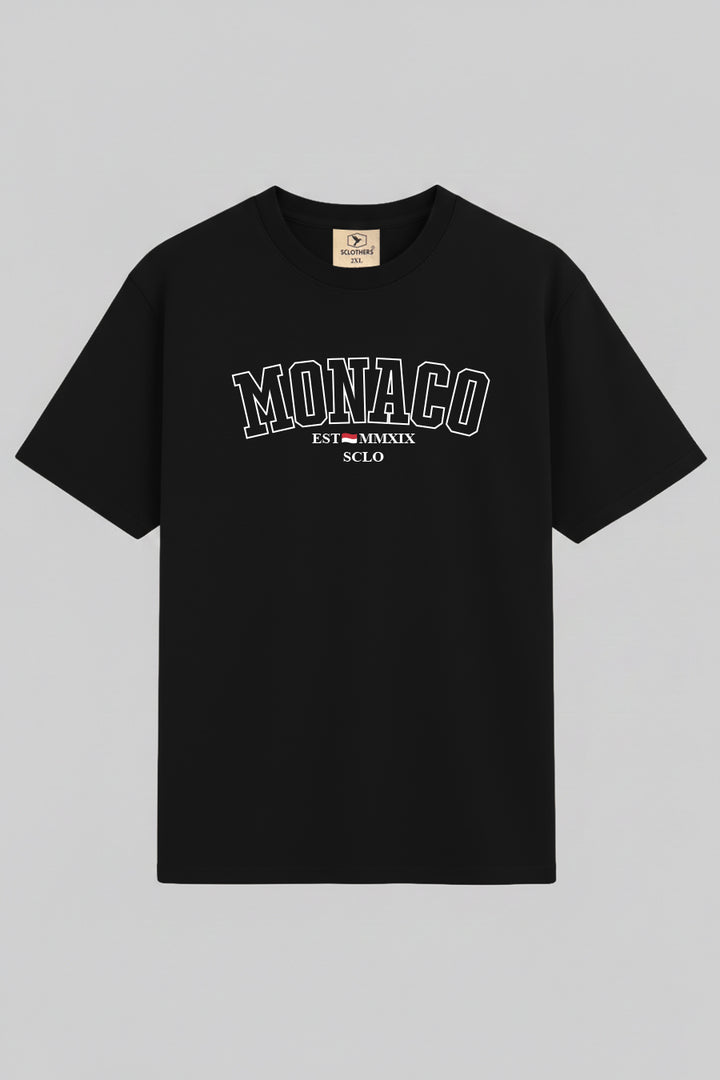 Black Monaco Graphic Printed T-Shirt - (Plus size) - S26 - MT0537P